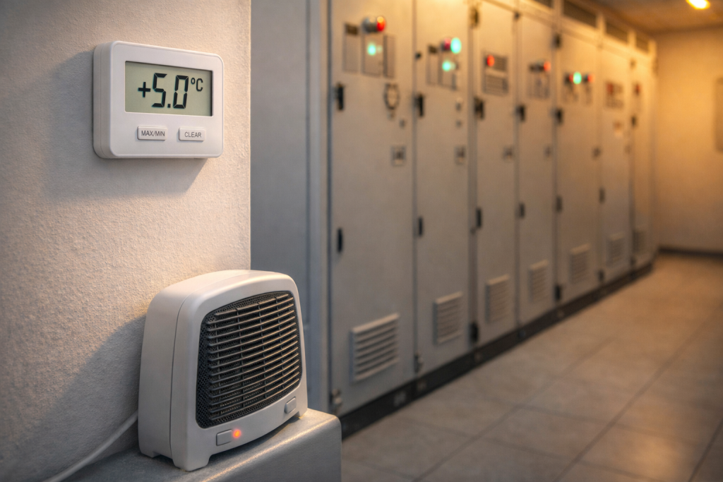 Электрический обогреватель в распределительном шкафу